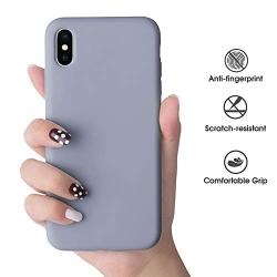 Vooii iPhone Xs Case, iPhone X Case, Soft Liquid Silicone Slim Rubber Full Body Protective iPhone Xs/X Case Cover (with Soft Microfiber Lining) Design for iPhone X iPhone Xs - Lavender Grey