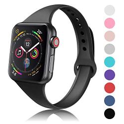 DYKEISS Sport Slim Silicone Band Compatible with Apple Watch 38mm 42mm 40mm 44mm, Thin Soft Narrow Replacement Strap Wristband Accessory for iWatch Series 1/2/3/4/5