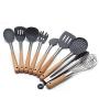 9 pieces Wooden Handle Silicone Kitchenware Set Plastic Cooking Tools Cookware Kitchen Tools