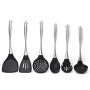 Jdeepued Silicone kitchenware 6pc Silicone Kitchen Utensil Set for Cooking and Baking in Black and Brushed Stainless Steel Black Silicone Kitchen Utensils (Color : Black, Size : 6 Piece Set)