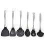 Yuybei-Home Silicone kitchenware 6pc Silicone Kitchen Utensil Set for Cooking and Baking in Black and Brushed Stainless Steel Nonstick Heat Resistant Tools (Color : Black, Size : 6 Piece Set)