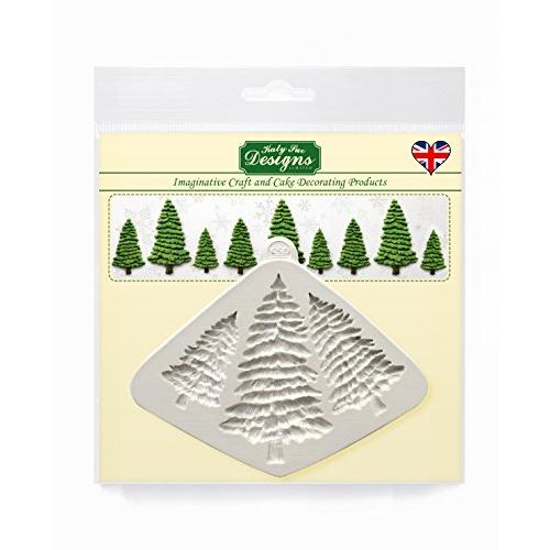 Fir Trees Silhouettes Silicone Mold for Cake Decorating, Cupcakes, Sugarcraft, Candies and Clay, Food Safe, Made in the UK