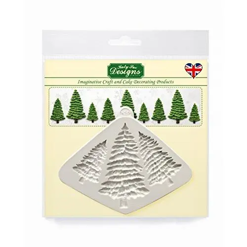 Fir Trees Silhouettes Silicone Mold for Cake Decorating, Cupcakes, Sugarcraft, Candies and Clay, Food Safe, Made in the UK