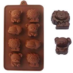 8 Cavities Cake Mould, Bear Hippo Lion Silicone Chocolate Mold Fondant Tray Mold Ice Cube Cake Decorating DIY Kitchenware 2Pcs