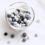 Baby Silicone Teether Beads 100pcs BPA Free Food Grade Teething Beads Black and White Series DIY Jewelry Chewable Nursing Necklace Accessories