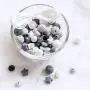 Baby Silicone Teether Beads 100pcs BPA Free Food Grade Teething Beads Black and White Series DIY Jewelry Chewable Nursing Necklace Accessories
