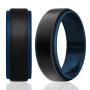 ROQ Silicone Wedding Ring for Men - Duo Collection Step Style - 4 Packs & 1 Single Ring Silicone Rubber Wedding Bands