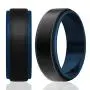 ROQ Silicone Wedding Ring for Men - Duo Collection Step Style - 4 Packs & 1 Single Ring Silicone Rubber Wedding Bands