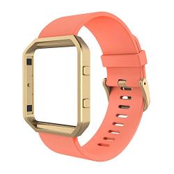 Simpeak for Fitbit Blaze Bands with Frame, Silicone Replacement Band Strap with Frame Case for Fit bit Blaze Smart Fitness Watch, Small/Large