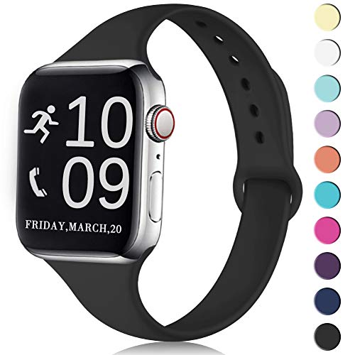 Zekapu Sport Band Compatible for Apple Watch 38mm 42mm 40mm 44mm, Soft Silicone Narrow Slim Sport Replacement Wristband for iWatch Series 5, Series 4, Series 3, Series 2, Series 1 Women