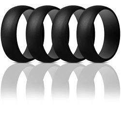 ThunderFit Mens Silicone Rings Wedding Bands - 4 Pack Classic & Middle Line - 8.7mm Wide - 2.5mm Thick