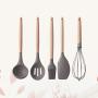 UPKOCH 5pcs Silicone Kitchenware Set Nonstick Cooking Utensils High Temperature Resistant Kitchen Tool with Wood Handle for Home