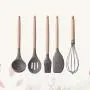 UPKOCH 5pcs Silicone Kitchenware Set Nonstick Cooking Utensils High Temperature Resistant Kitchen Tool with Wood Handle for Home