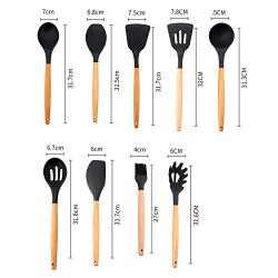 Gwjs Silicone Kitchenware, Non-stick Spatula Kitchenware Set Of Nine Silicone Spatula Set Cooking Utensils-nine-piece Set 32cm(12.6inch)