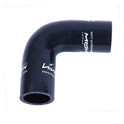 Hiwowsport 4-Ply High Performance 90 Degree Elbow Coupler Silicone Hose for Auto (1.5"(38mm), Black)