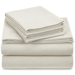 Pinzon Signature Cotton Heavyweight Velvet Flannel Sheet Set - Queen, Cream