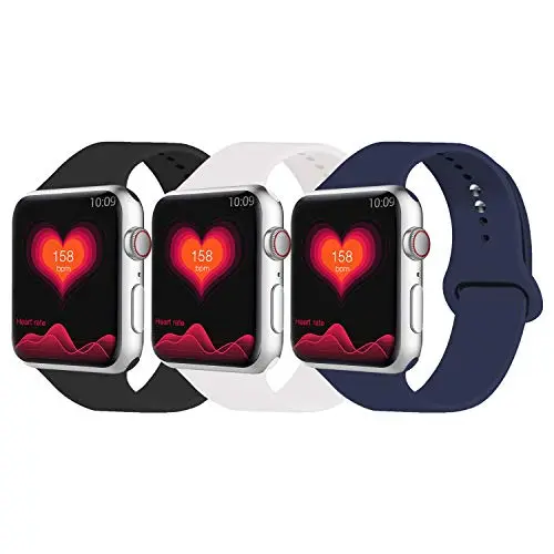 IYOU Sport Band Compatible with Watch Band 38MM 42MM 40MM 44MM, Soft Silicone Replacement Sport Strap Compatible with 2019 Watch Series 5 2018 Watch Series 4/3/2/1