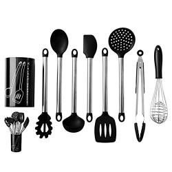 New Home Supplies Non-stick Silicone Baking Tool Cookware Set Kitchenware Kit Serving Tongs Spatula Tools 9pcs/Set Non-Slip Whisk