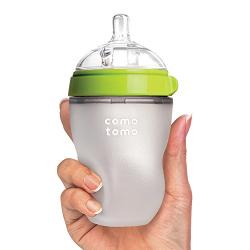 Comotomo Natural Feel Baby Bottle, Green, 8 Ounces