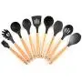 JunbosiKitchenware, Wooden Handle, Silicone Kitchenware, 9 Sets of Non-Stick Kitchen Utensils, Wooden Handle, Silicone Kitchenware Set