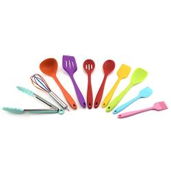 JunbosiKitchenware Color Silicone Kitchenware Set of 10 Non-Stickware Cutlery Set of Ten Sets Rubber Cooking Shovel Spoon Tool