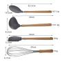 Silicone kitchenware 8 Pieces Gray Silicone Cooking Utensils Kitchen Utensil Set Wooden Handles Cooking Tools For Nonstick Cookware Nonstick Heat Resistant Tools ( Color : Gray , Size : 8 Piece Set )