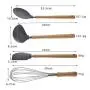 Jdeepued Silicone kitchenware 8 Pieces Gray Silicone Cooking Utensils Kitchen Utensil Set Wooden Handles Cooking Tools Silicone Kitchen Utensils (Color : Gray, Size : 8 Piece Set)