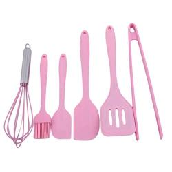 Eleusine Pink Scraper Silicone Shovel Bakery For Home 6 Pieces Kitchenware Kit Cake Accessories Tools