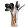 Silicone Kitchenware Set of 8 Kitchen Wooden Handle Spoon Shovel High Temperature Pot Cooking with Kitchen Utensils Set