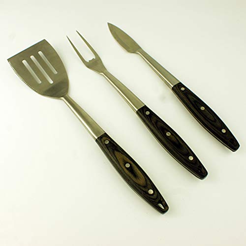 3-Piece Stainless Steel Spatula Fork Knife Barbecue Grilling Utensils Accessories Set