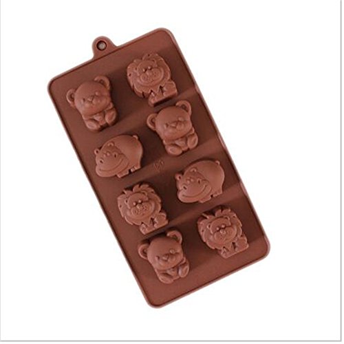 1PCS Hippo Lion Bear Shape 3D Silicone Mold, Jelly, Chocolate,Cake Decorating DIY Kitchenware ,Bakeware (1, Brown)