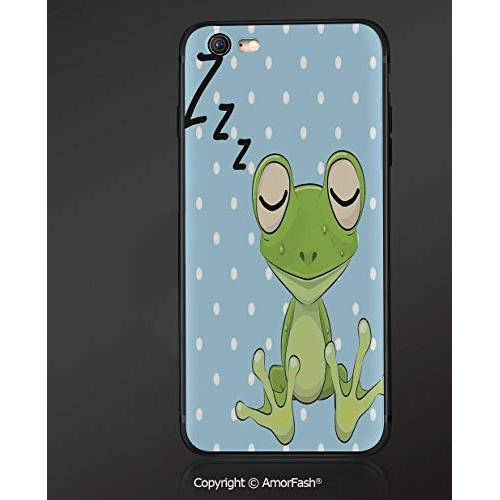 Case for Apple iPhone 6 and iPhone 6s 4.7-Inch,Shock-Absorption Bumper Cover,Cartoon,Sleeping Prince Frog in a Cap Polka Dots Background Cute Animal World Kids Home Decor,Green Blue