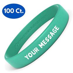 Reminderband Silicone Wristbands - 100 Pack - Personalized Customizable Rubber Bracelets - Customized for Motivation, Events, Gifts, Support, Causes, Fundraisers, Awareness - Men, Women