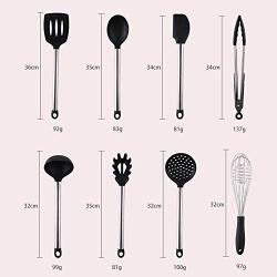 Gwjs Silicone Kitchen Utensils, Non-stick Heat-resistant Cookware Silicone Kitchenware Set Of 8 Kitchen Gadget Kitchen Tool-eight Piece Set 36cm(14.2inch)