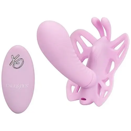 CalExotics Venus Butterfly Silicone Remote Venus G ? Hands Free Strap On Personal Massager Probe with Controller ? Waterproof Adult Vibrator Sex Toy for Couples - Pink