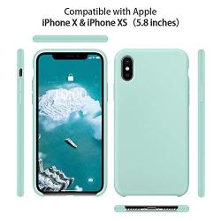 SURPHY Silicone Case for iPhone Xs iPhone X Case, Slim Liquid Silicone Soft Rubber Protective Phone Case Cover (with Soft Microfiber Lining) Compatible with iPhone X iPhone Xs 5.8", Mint Green