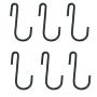 HUJI S Shaped Hanging Hooks for Kitchenware Pots Pans Utensils (Set of SIX, Black Iron S Shaped Hooks)