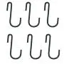 HUJI S Shaped Hanging Hooks for Kitchenware Pots Pans Utensils (Set of SIX, Black Iron S Shaped Hooks)