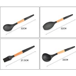 SKYyao Kitchen utensil set Wooden Handle Silicone Kitchenware 9-piece set non-stick spatula spoon set silicone