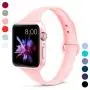 GeekSpark Compatible with Apple Watch Band 38mm 40mm 42mm 44mm, Soft Silicone Slim Thin Narrow Small Replacement Wristband for iWatch Series 5,4,3,2,1,Women Men