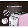 QIN.J.FANG-Kitchen 2-Slice Toaster Stainless Steel, 6-speed professional temperature control Removable Crumb Tray, 220V,Red