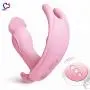 Pink Wearable Remote Control G-Spot, Clitoris & Anal Waterproof Silicone Butterfly Vibrator Dildo Adult Sex Toy