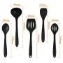 5pcs/set Silicone Kitchen Utensils, Cooking Tool Set, Heat Resistant Silicone Kitchenware, Non Stick Easy To Clean Kitchen Baking Tools,Truner,Spoon(Black)