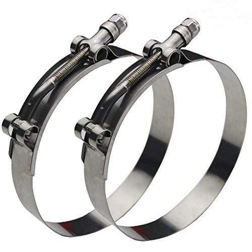 Ronteix Full 304 Stainless Steel Adjustable Hose Clamp Lock Nut T-Bolt Clamps (44~51mm, 2 Pack)