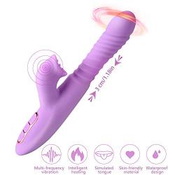 G Spot Vibrator, Fencos USB Charge Vibrating Stimulator Dildo Silicone Waterproof Hand-held Vibrating for Women 360 Degree Dual Motors Sex-Toys, Purple