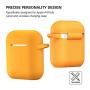 AirPods Case, Silicone Cover with U Shape Carabiner,360°Protective,Dust-Proof,Super Skin Silicone Compatible with Apple AirPods 1st/2nd (Orange)