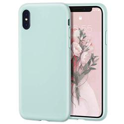 MILPROX iPhone X/Xs Silicone Series Liquid Silicone Gel Rubber Slim Fit Case with Soft Microfiber Cloth Lining Cushion for iPhone X/iPhone Xs-Mint