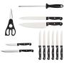 AmazonBasics 14-Piece Kitchen Knife Set with High-Carbon Stainless-Steel Blades and Pine Wood Block