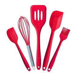 Jiyaru 5 pcs Silicone Cooking Kitchenware Kitchen Utensils Heat Resistant Baking Set