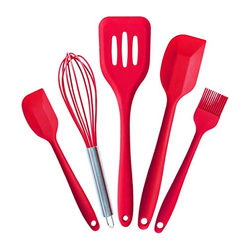 Jiyaru 5 pcs Silicone Cooking Kitchenware Kitchen Utensils Heat Resistant Baking Set